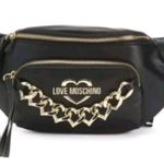 Love moschino NEW  Heart Chain Trim Black Belt Bag Photo 1