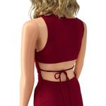 Lulus  Burgundy Red Bodycon Midi Dress Square Neck, Open Back, Side Slit, Size S Photo 5