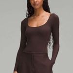 Lululemon  Wundermost Nulu Bodysuit Square-Neck Long Sleeve French Press XL NWT Photo 1