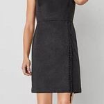 Ann Taylor Grey Fringe Sleeveless Sheath Dress Soft Fitted Wool Size 8P Women's Photo 0