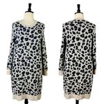 Loft Sweater Dress Crew Neck Long Sleeves Cream Leopard Women’s Plus Size XXL Photo 9