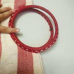 CRABTREE & EVELYN Red White Striped Wrapped Circular Handles Beach Tote Hand Bag Photo 10