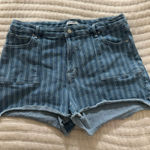 Good American  Porkchops Cuttoff Blue Striped Jean Shorts 3” Inseam‎ Women’s 16 Photo 0