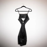 ZARA Black Satin Circle Ring Cut Out Tank Backless Mini Cocktail Party Dress L Photo 1