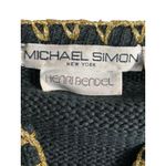 Vintage 90s Michael Simon Black Gold Metallic Embroidered Cropped Knit Cardigan Size L Photo 7