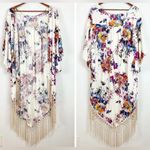 Umgee  Floral Kimono | Fringe Crochet Bottom | Size Med/Lg | Beautiful Boho Photo 1