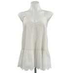 Anthropologie LETMEBE Embroidered Eyelet Lace Trim Cami Peplum Top White Size 2 Photo 2