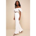 Lulus NWT  Captivating Entrance White Off-the-Shoulder Two-Piece Jumpsuit Sz XS Photo 8