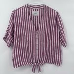Rails  Thea Milos Stripe Red White Linen Tie‎ Front Button Down Top Sz S Photo 2