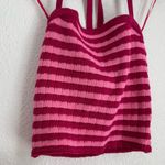 Cotton Candy LA Square Neck Tie Halter Crop Tank Top Pink Stripe Sweater Size M Size M Photo 1