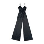 Petal and Pup black satin wide leg faux wrap jumpsuit silky elegant flowy size XS Photo 1