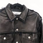 IRO Else Lamb Leather Black Moto Fringe Trimmed Button Up Jacket Boho US 6 Photo 2