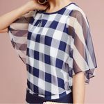 Anthropologie EUC  Postmark Elsie Blouse Blue White Size Small Photo 1