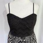Trixxi Three Pink Hearts Chevron Crochet Printed Mini Dress Black White Photo 1
