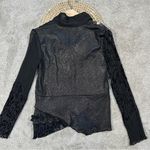 Alberto Makali  Women’s Mixed Print Textured Tie Neck Blouse Top Goth in Black XL Photo 7