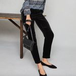 Garnet Hill Size 6 Soft Velvet Pants Black Pleated Tapered Trouser Photo 0