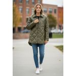 Calvin Klein Faux Leather Jacket M Quilted Olive Green Luxe Buttery Soft Neutral Photo 4