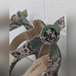 L'Agence new  Gisele Ii Ankle Strap Sandal In Green Metallic Snake sz 38.5 US 8 Photo 5