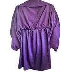 Exlura  Women's Purple‎ Square Neck Puff Sleeve Bow Smocked Babydoll Mini Dress M Photo 2