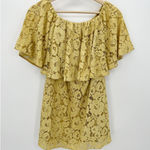 Poema Yellow Lace Floral Off Should Tunic Top Mini Dress Layered Women Small/Med Photo 0