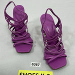 Anne Michelle Womans Strappy Slipon Sandals 8.5 Purple Open Square Toe Stiletto Photo 0