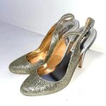Badgley Mischka  Kiss Kiss Gold Metallic Slingback Heels Size 7.5 Photo 0