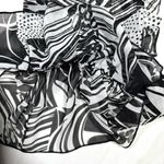 Chico's Black White Abstract Print Sheer Ruffled Scarf Photo 7