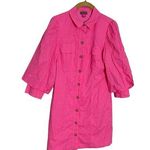 Vince Camuto Eyelet Bright Pink Button-Up Dress 0 Photo 0