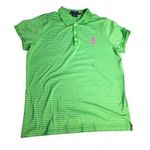Ralph Lauren Golf Polo Shirt L Green & White Stripes Pink Pony Logo Tailored Fit Photo 0