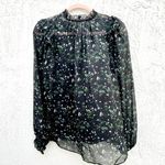 Cami NYC Ruffle Sheer 100% Silk Sandy Blouse Winter Floral Black Women's XSmall Photo 8