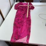 Amanda Uprichard  Dress Womens Large Pink Floral Roma Gown Ruched‎ Slit Side Photo 6