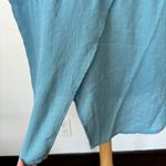 Jane and Delancey Solid Blue V-Neck Short Sleeve High Low Envelope Hem Blouse Photo 5