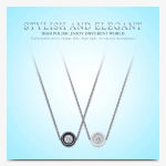 Boutique NEW 18k Gold Plated White Ceramic Bezel Set Diamond Pendant Necklace, 18-20”‎ Photo 3