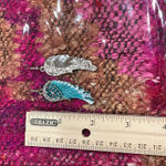 Blue and silver angel wing earrings with rhinestones Photo 2