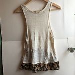 Urban Outfitters NEW COOPERATIVE Cream Ivory Floral Knit Sleeveless Ruffle Tank Photo 5