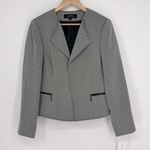 Tahari ASL Open Front Herringbone Cropped Suit Jacket Blazer Women’s Size 12 NWT White Photo 0