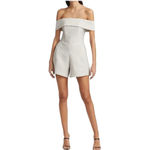 Jonathan Simkhai Gray Silver Valerie‎ Off the Shoulder Jacquard Romper XS Photo 1