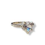 Diamond Heart CZ Engagement Wedding Silver Ring Size 6 Photo 5