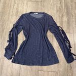 Pleione  Navy Long Sleeve Top with Bow Accents Photo 1