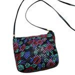 Vintage Unbranded Multi Color Floral Beaded Crossbody Bag and Change Purse Black Photo 13
