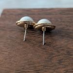 Vintage Stud Earrings Faux Pearl with Gold Tone Stylish Statement Photo 3