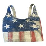 Wet Seal Womens Medium cropped & distressed American flag tank top red white & blue​ Photo 0