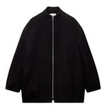 ZARA  Monteco Wool Front Zip Oversized Bomber Jacket Black Size XS Photo 4