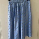 EXPRESS  Blue Black White Pinstripe Asymmetrical Hem Midi Skirt XSMALL EUC Photo 2