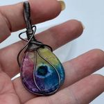 Solar Quartz Handmade Copper Wire Wrapped Pendant Purple Photo 3