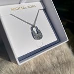 Michael Kors Silver-Tone Pavé Lock Pendant Necklace NWT Photo 0