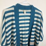WHITE + WARREN 100% Cashmere Striped Open Front Sweater Cardigan Womens Small Blue Photo 1