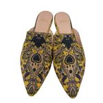 J. Crew Marna Emboirdered Slider Flat Womens 6.5 Metallic Quiet Luxury Mule Shoe Gold Photo 1