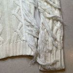 Anthropologie Endless Rose Cable Knit Fringe Sweater Large Ivory Neutral NWT Photo 2