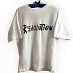 Ted Baker White SS crewneck cotton loose Revolution print Tee OVERSIZED S / M Photo 3